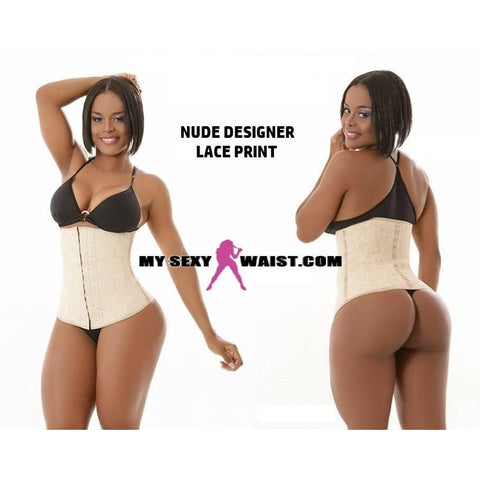MYSEXYWAIST SEXY NUDE LACE PRINT SNATCH LATEX CINCHER - The Mysexywaist.com Store