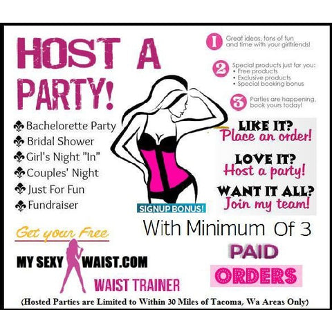 HOST & BOOK A SEXYWAIST PARTY!! (Limited, WA. Areas Only) $35 DEPOSIT FEE - The Mysexywaist.com Store
